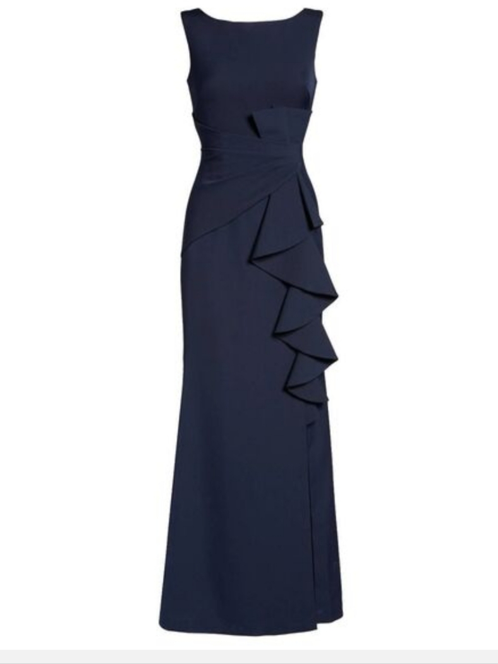 Eliza J Navy Maxi Skirt with Draped Ruffle Detail